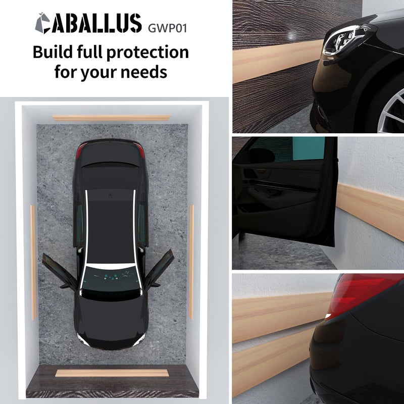 Caballus Store GWP01 واقي جدار المرآب بتصميم خشبي لحماية أبواب السيارات، ملحقات المرآب، موقِف للسيارات في المرآب، بدون أدوات، مصمم في ألمانيا (6.5 مم تصميم خشبي) - Image 3